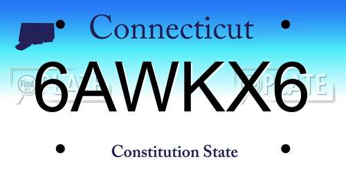 6AWKX6 Connecticut License Plate