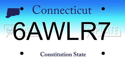 6AWLR7 Connecticut License Plate