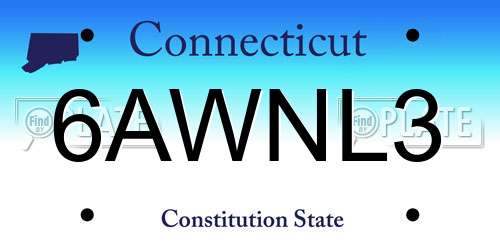 6AWNL3 Connecticut License Plate