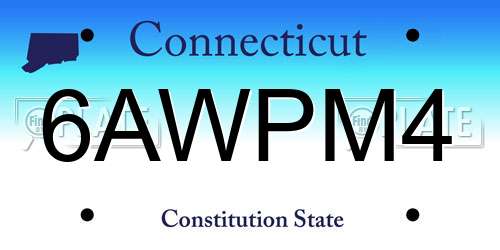 6AWPM4 Connecticut License Plate