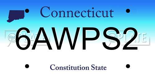 6AWPS2 Connecticut License Plate