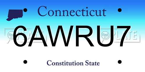 6AWRU7 Connecticut License Plate