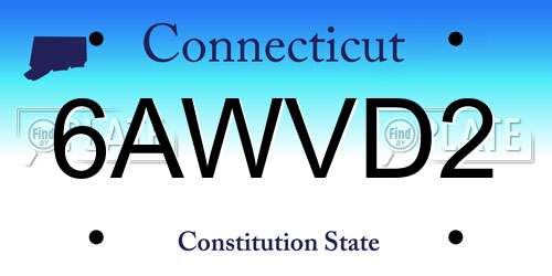 6AWVD2 Connecticut License Plate