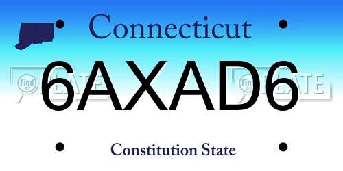 6AXAD6 Connecticut License Plate