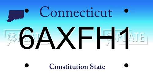 6AXFH1 Connecticut License Plate