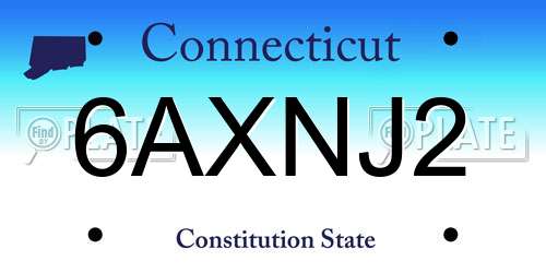6AXNJ2 Connecticut License Plate