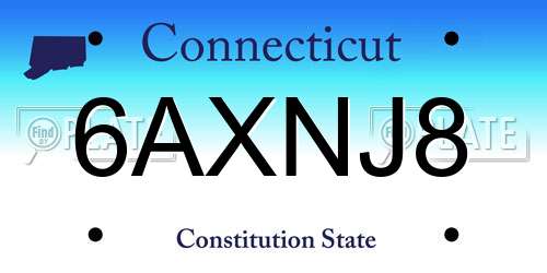 6AXNJ8 Connecticut License Plate