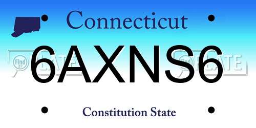 6AXNS6 Connecticut License Plate