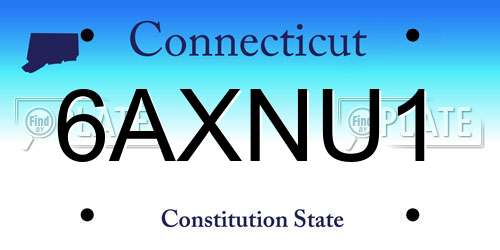 6AXNU1 Connecticut License Plate