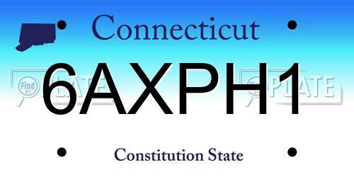6AXPH1 Connecticut License Plate