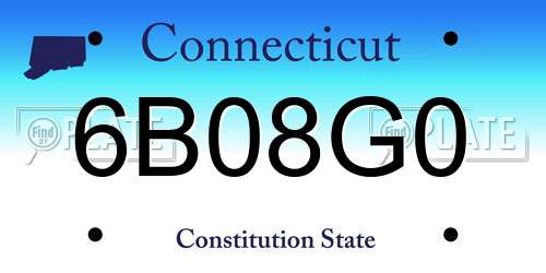 6B08G0 Connecticut License Plate
