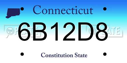 6B12D8 Connecticut License Plate