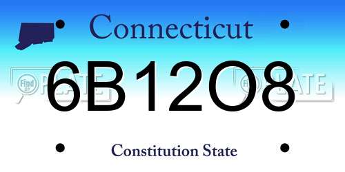 6B12O8 Connecticut License Plate