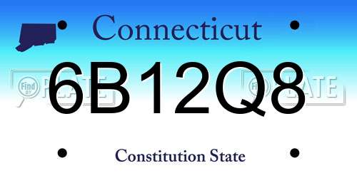 6B12Q8 Connecticut License Plate