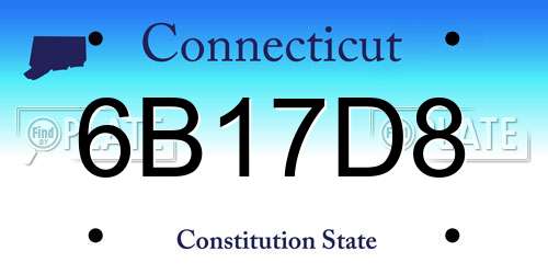 6B17D8 Connecticut License Plate