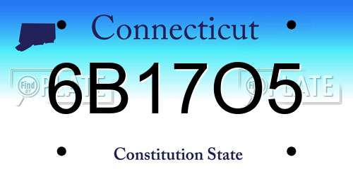6B17O5 Connecticut License Plate