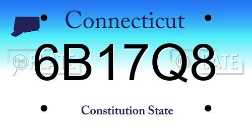 6B17Q8 Connecticut License Plate