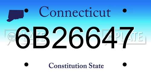 6B26647 Connecticut License Plate