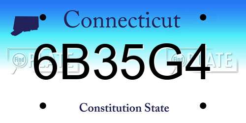 6B35G4 Connecticut License Plate