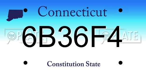 6B36F4 Connecticut License Plate