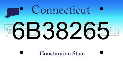 6B38265 Connecticut License Plate