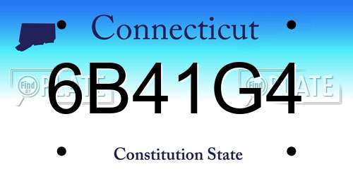 6B41G4 Connecticut License Plate