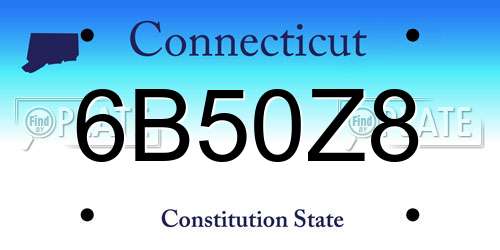 6B50Z8 Connecticut License Plate