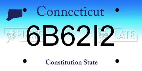 6B62I2 Connecticut License Plate