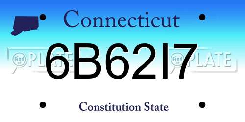6B62I7 Connecticut License Plate