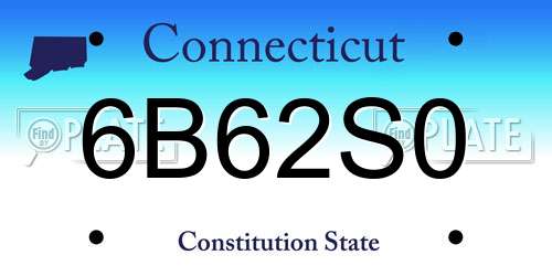 6B62S0 Connecticut License Plate