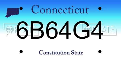 6B64G4 Connecticut License Plate