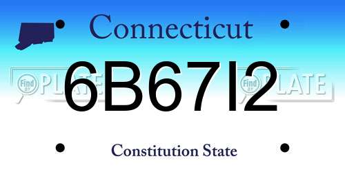 6B67I2 Connecticut License Plate