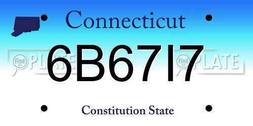 6B67I7 Connecticut License Plate