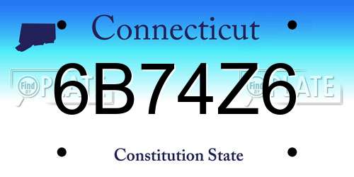 6B74Z6 Connecticut License Plate