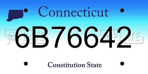 6B76642 Connecticut License Plate