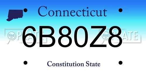 6B80Z8 Connecticut License Plate