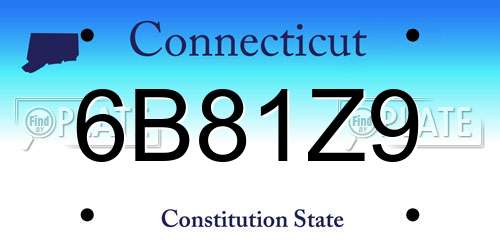 6B81Z9 Connecticut License Plate