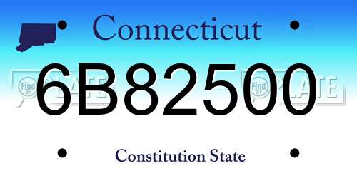 6B82500 Connecticut License Plate