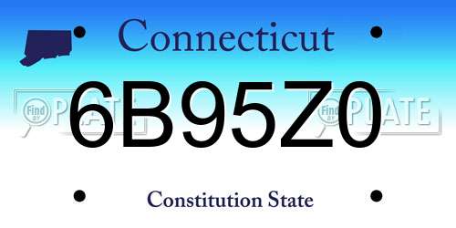 6B95Z0 Connecticut License Plate