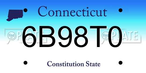 6B98T0 Connecticut License Plate