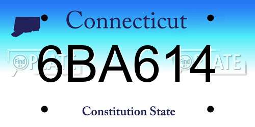 6BA614 Connecticut License Plate
