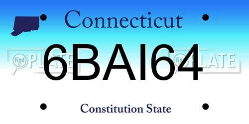 6BAI64 Connecticut License Plate