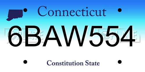 6BAW554 Connecticut License Plate