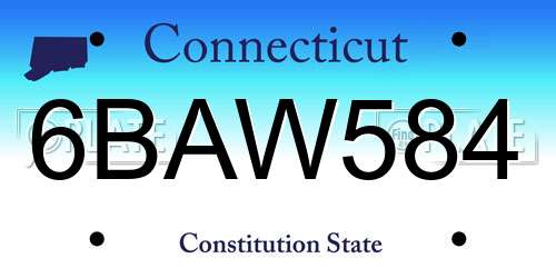 6BAW584 Connecticut License Plate