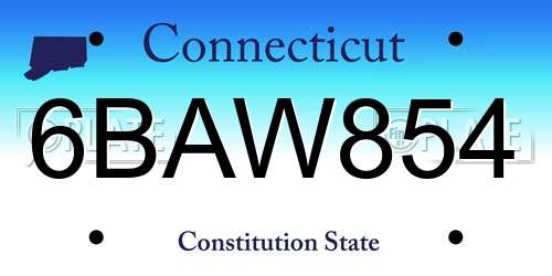 6BAW854 Connecticut License Plate
