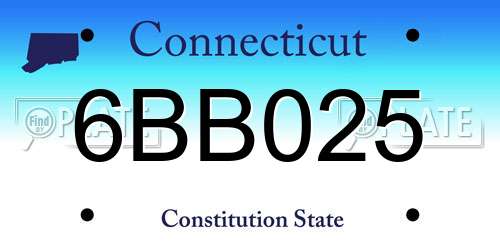 6BB025 Connecticut License Plate