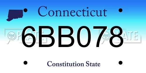 6BB078 Connecticut License Plate