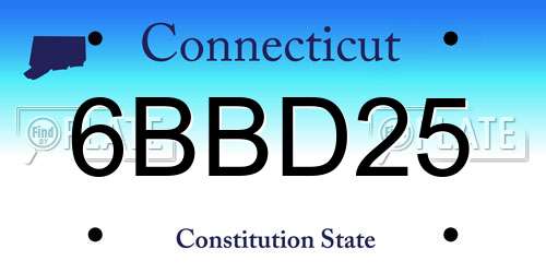 6BBD25 Connecticut License Plate