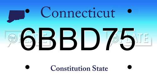 6BBD75 Connecticut License Plate