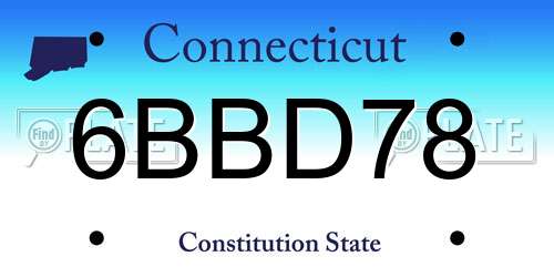 6BBD78 Connecticut License Plate